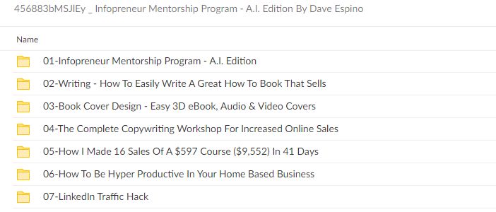 456883bMSJlEy Infopreneur Mentorship Program - A.I. Edition By Dave Espino